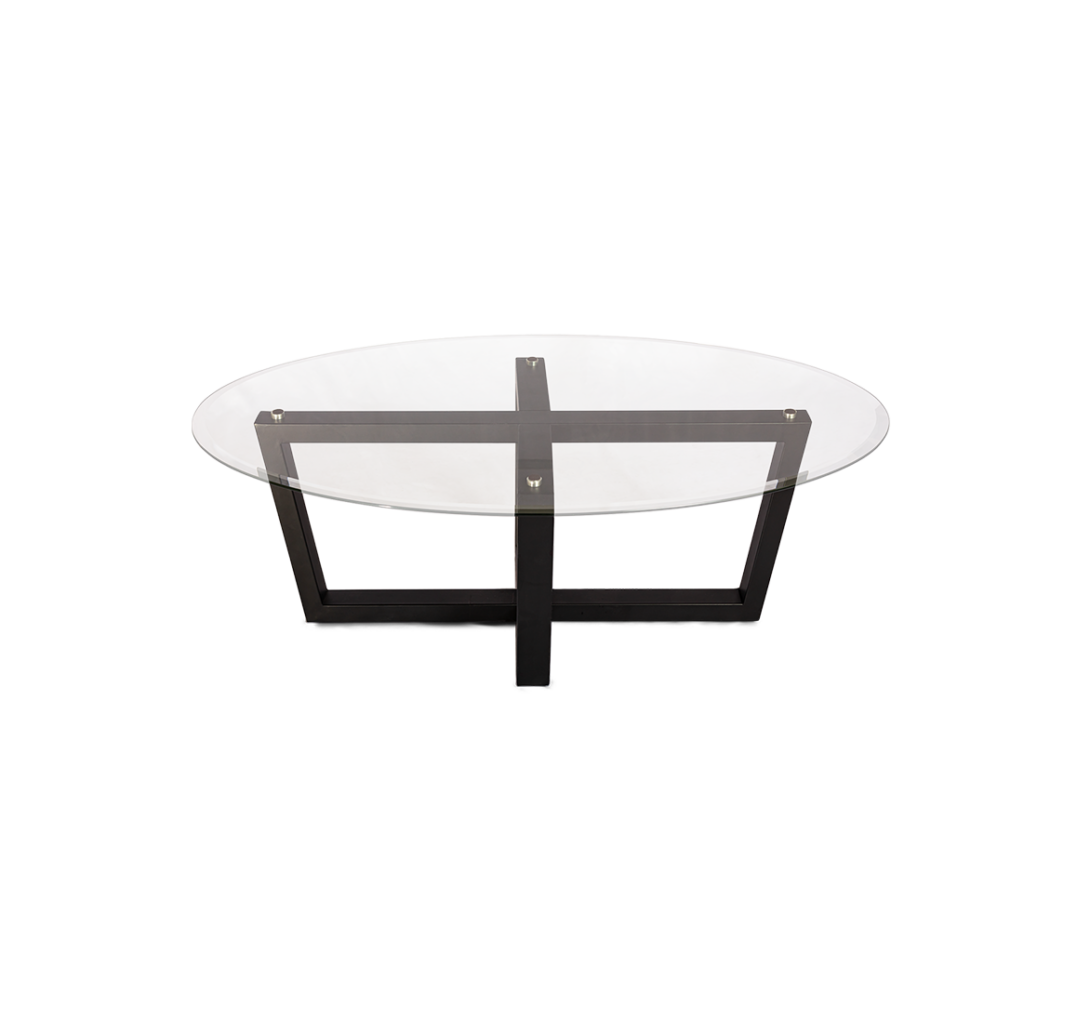 Oval Glass Coffee Table - Fashion Furniture Rental